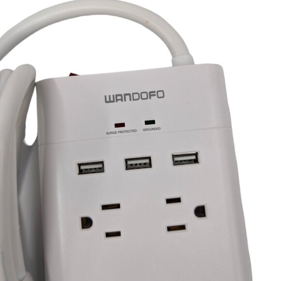 Wandofo Surge Protector Power Strip 8 Outlet 3 USB White 12' Cord Mountable - Picture 3 of 10
